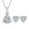 Light luxury triangle S925 silver plated platinum Moissanite diamond pendant earring set 3